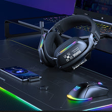 Load image into Gallery viewer, 5.3 Three-Mode E-Sports Gaming Headphones With Pluggable Microphone RGB Lighting Effect Over-Ear Noise-Cancelling Bluetooth Headphones
