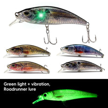 Load image into Gallery viewer, 1PC 10CM/16G Rechargeable LED Green Light Lure Bait ABS Electronic Mechanical Vibration Long Casting Fishing Bait
