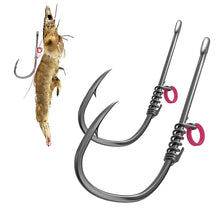 Load image into Gallery viewer, 10PCS/Box Live Shrimp Spring Back Hook Live Shrimp Fixed Carbon Steel Hook With Barbs Straight Handle Sea Fishing Hook
