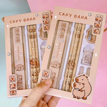 Load image into Gallery viewer, 8 In 1 Capybara Cartoon Animals Pencil Ruler Eraser Sharpener Stationery Set Student School Office Writing Supplies Kids Gift
