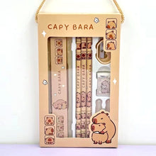 Load image into Gallery viewer, 8 In 1 Capybara Cartoon Animals Pencil Ruler Eraser Sharpener Stationery Set Student School Office Writing Supplies Kids Gift

