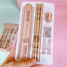 Load image into Gallery viewer, 8 In 1 Capybara Cartoon Animals Pencil Ruler Eraser Sharpener Stationery Set Student School Office Writing Supplies Kids Gift
