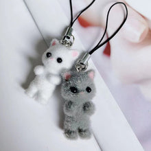 Load image into Gallery viewer, Kawaii Flocking Cat Pendant Phone Lanyard Cute Bow Kitten Phone Chain Korean Mobile Phone Charm Keycord Girl Gifts
