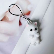 Load image into Gallery viewer, Kawaii Flocking Cat Pendant Phone Lanyard Cute Bow Kitten Phone Chain Korean Mobile Phone Charm Keycord Girl Gifts
