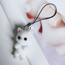 Load image into Gallery viewer, Kawaii Flocking Cat Pendant Phone Lanyard Cute Bow Kitten Phone Chain Korean Mobile Phone Charm Keycord Girl Gifts
