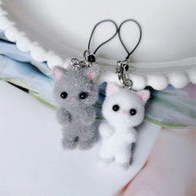 Load image into Gallery viewer, Kawaii Flocking Cat Pendant Phone Lanyard Cute Bow Kitten Phone Chain Korean Mobile Phone Charm Keycord Girl Gifts
