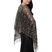 Load image into Gallery viewer, Lace &amp; Sequins Shawl Wraps for Evening Dresses Wedding Decoration Scarf Elegant Hijab Cover for Ramadan Festivals Women's Modest Fashion Floral Shawl
