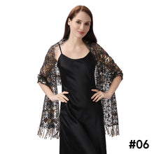 Load image into Gallery viewer, Lace &amp; Sequins Shawl Wraps for Evening Dresses Wedding Decoration Scarf Elegant Hijab Cover for Ramadan Festivals Women's Modest Fashion Floral Shawl
