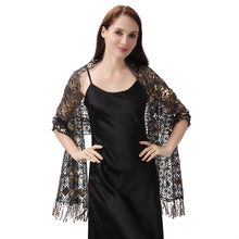 Load image into Gallery viewer, Lace &amp; Sequins Shawl Wraps for Evening Dresses Wedding Decoration Scarf Elegant Hijab Cover for Ramadan Festivals Women's Modest Fashion Floral Shawl
