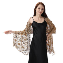 Load image into Gallery viewer, Lace &amp; Sequins Shawl Wraps for Evening Dresses Wedding Decoration Scarf Elegant Hijab Cover for Ramadan Festivals Women's Modest Fashion Floral Shawl
