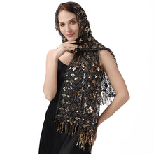 Load image into Gallery viewer, Lace &amp; Sequins Shawl Wraps for Evening Dresses Wedding Decoration Scarf Elegant Hijab Cover for Ramadan Festivals Women's Modest Fashion Floral Shawl
