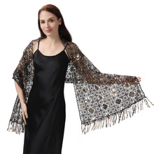 Load image into Gallery viewer, Lace &amp; Sequins Shawl Wraps for Evening Dresses Wedding Decoration Scarf Elegant Hijab Cover for Ramadan Festivals Women's Modest Fashion Floral Shawl
