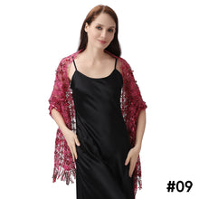 Load image into Gallery viewer, Lace &amp; Sequins Shawl Wraps for Evening Dresses Wedding Decoration Scarf Elegant Hijab Cover for Ramadan Festivals Women's Modest Fashion Floral Shawl
