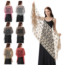 Load image into Gallery viewer, Lace &amp; Sequins Shawl Wraps for Evening Dresses Wedding Decoration Scarf Elegant Hijab Cover for Ramadan Festivals Women's Modest Fashion Floral Shawl
