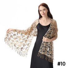 Load image into Gallery viewer, Lace &amp; Sequins Shawl Wraps for Evening Dresses Wedding Decoration Scarf Elegant Hijab Cover for Ramadan Festivals Women's Modest Fashion Floral Shawl

