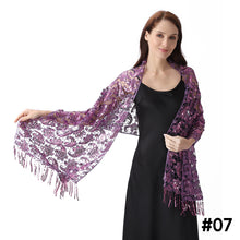 Load image into Gallery viewer, Lace &amp; Sequins Shawl Wraps for Evening Dresses Wedding Decoration Scarf Elegant Hijab Cover for Ramadan Festivals Women's Modest Fashion Floral Shawl
