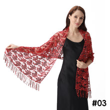 Load image into Gallery viewer, Lace &amp; Sequins Shawl Wraps for Evening Dresses Wedding Decoration Scarf Elegant Hijab Cover for Ramadan Festivals Women's Modest Fashion Floral Shawl
