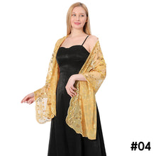 Load image into Gallery viewer, Sequins Shawl Wraps for Evening Dresses Wedding Decoration Scarf Elegant Hijab Cover for Ramadan Festivals Women's Modest Fashion Floral Shawl
