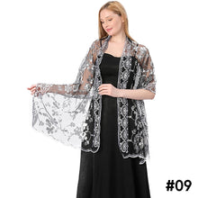 Load image into Gallery viewer, Sequins Shawl Wraps for Evening Dresses Wedding Decoration Scarf Elegant Hijab Cover for Ramadan Festivals Women's Modest Fashion Floral Shawl
