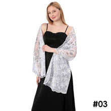 Load image into Gallery viewer, Sequins Shawl Wraps for Evening Dresses Wedding Decoration Scarf Elegant Hijab Cover for Ramadan Festivals Women's Modest Fashion Floral Shawl
