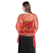 Load image into Gallery viewer, Sequins Shawl Wraps for Evening Dresses Wedding Decoration Scarf Elegant Hijab Cover for Ramadan Festivals Women's Modest Fashion Floral Shawl
