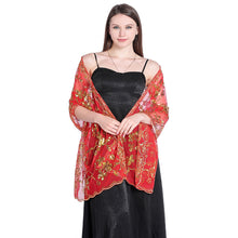 Load image into Gallery viewer, Sequins Shawl Wraps for Evening Dresses Wedding Decoration Scarf Elegant Hijab Cover for Ramadan Festivals Women's Modest Fashion Floral Shawl
