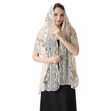 Load image into Gallery viewer, Sequins Shawl Wraps for Evening Dresses Wedding Decoration Scarf Elegant Hijab Cover for Ramadan Festivals Women's Modest Fashion Floral Shawl
