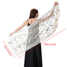 Load image into Gallery viewer, Sequins Shawl Wraps for Evening Dresses Wedding Decoration Scarf Elegant Hijab Cover for Ramadan Festivals Women's Modest Fashion Floral Shawl
