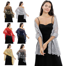 Load image into Gallery viewer, Moon Star Sequins Shawl Wraps for Evening Dresses Wedding Decoration Scarf Elegant Hijab Cover for Ramadan Festivals Women's Modest Fashion Shawl
