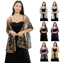 Load image into Gallery viewer, Moon Star Sequins Shawl Wraps for Evening Dresses Wedding Decoration Scarf Elegant Hijab Cover for Ramadan Festivals Women's Modest Fashion Shawl
