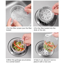 Load image into Gallery viewer, 100/200/500PCS Disposable Sink Strainer Multi-Pack Sink Filter Mesh Universal Kitchen Drain Protector Mesh for Food Scraps Kitchen/Bathroom
