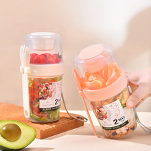 Load image into Gallery viewer, Double-Layer Leak-Proof Breakfast Cup with Dip Container Multi-Purpose Oatmeal Cup Portable Bento Box Style for Camping Office Hiking Travel
