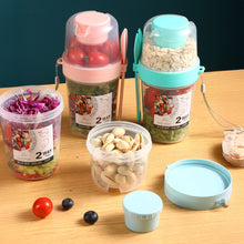 Load image into Gallery viewer, Double-Layer Leak-Proof Breakfast Cup with Dip Container Multi-Purpose Oatmeal Cup Portable Bento Box Style for Camping Office Hiking Travel
