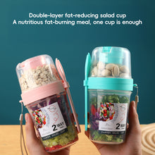 Load image into Gallery viewer, Double-Layer Leak-Proof Breakfast Cup with Dip Container Multi-Purpose Oatmeal Cup Portable Bento Box Style for Camping Office Hiking Travel
