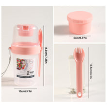 Load image into Gallery viewer, Double-Layer Leak-Proof Breakfast Cup with Dip Container Multi-Purpose Oatmeal Cup Portable Bento Box Style for Camping Office Hiking Travel
