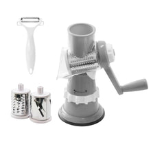 Load image into Gallery viewer, Hand-Crank Vegetable Cutter &amp; Slicer Manual Kitchen Cheese Chopper Machine With 3 Adjustable Sharp Drums Multi-Function Garlic Potato Shredder
