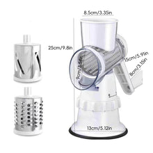 Load image into Gallery viewer, Hand-Crank Vegetable Cutter &amp; Slicer Manual Kitchen Cheese Chopper Machine With 3 Adjustable Sharp Drums Multi-Function Garlic Potato Shredder
