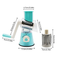 Load image into Gallery viewer, Hand-Crank Vegetable Cutter &amp; Slicer Manual Kitchen Cheese Chopper Machine With 3 Adjustable Sharp Drums Multi-Function Garlic Potato Shredder

