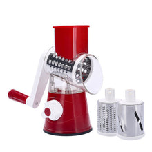 Load image into Gallery viewer, Hand-Crank Vegetable Cutter &amp; Slicer Manual Kitchen Cheese Chopper Machine With 3 Adjustable Sharp Drums Multi-Function Garlic Potato Shredder

