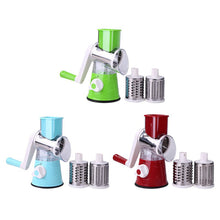 Load image into Gallery viewer, Hand-Crank Vegetable Cutter &amp; Slicer Manual Kitchen Cheese Chopper Machine With 3 Adjustable Sharp Drums Multi-Function Garlic Potato Shredder
