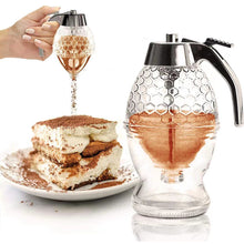 Load image into Gallery viewer, Non-Drip Honey Dispenser Honey Jar Plastic Sealed Jar Funnel Type Jar Syrup Pot Batter Powder Liquid Dispenser Bottle with a Base
