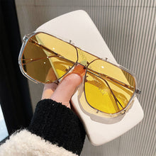 Load image into Gallery viewer, Double Bridge Sunglasses Oversized Polygonal Frame Fashion-Forward UV400 Shades Retro Modern Unisex Sun Glasses for Streetwear Outdoor
