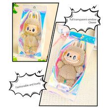 Load image into Gallery viewer, For 17cm Labubu V2 V3 15cm Cotton Doll Outfit Crossbody Pain Bag PVC Storage Bag Dolls Display Bag
