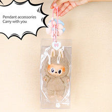 Load image into Gallery viewer, For 17cm Labubu V2 V3 15cm Cotton Doll Outfit Crossbody Pain Bag PVC Storage Bag Dolls Display Bag
