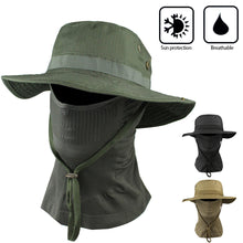 Load image into Gallery viewer, Outdoor Men Camouflage Boonie Cap Hat Neck Face Mask Foldable Soft Hat Hunting Fishing Wide Brimmed Hat Sunshade Caps
