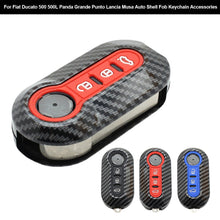 Load image into Gallery viewer, Car Flip Key Case Cover Auto Key Shell Fob Keychain Cover ABS&amp;Silicone for Fiat Ducato 500 500L Panda Grande Punto Lancia Musa Accessories
