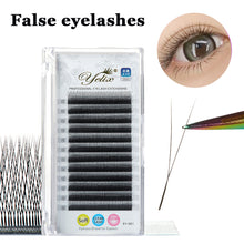 Load image into Gallery viewer, Black Y Shaped 2D YY Ultra-thin Lash Extension Premade Fans Eyelashes Extensions Single Tip Natural Soft Light False Eyelashes
