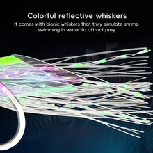 Load image into Gallery viewer, 5PCS/String Dazzling Colored Silk Luminous Fish Head String Hooks For White Strips Upturned Mouth Fish Hooks With Barbs Pins Eight-Shaped Rings

