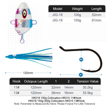 Load image into Gallery viewer, 1PC 100/150G Fish Head Iron Plate Bait Bionic Fluorescence Squid Double-Hook Boat Fishing Slow-Swinging Fishing Gear
