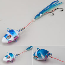 Load image into Gallery viewer, 1PC 100/150G Fish Head Iron Plate Bait Bionic Fluorescence Squid Double-Hook Boat Fishing Slow-Swinging Fishing Gear
